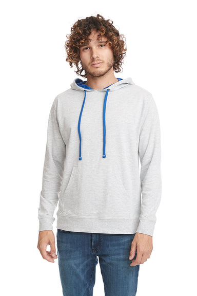 Next Level 9301 Mens French Terry Fleece Hooded Sweatshirt Hoodie Heather Grey/Royal Blue Front