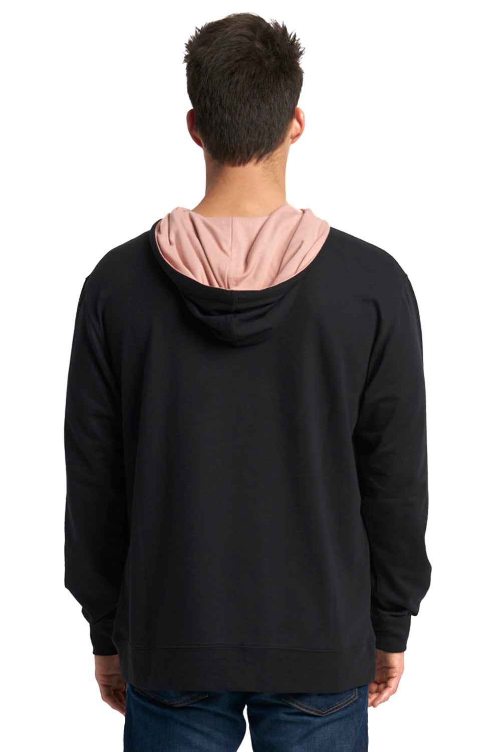 Next Level 9301 French Terry Fleece Hooded Sweatshirt Hoodie Black/Desert Pink Back