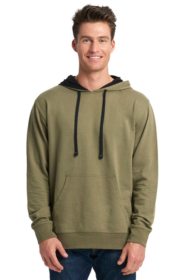 Next Level 9301 French Terry Fleece Hooded Sweatshirt Hoodie Military Green/Black Front