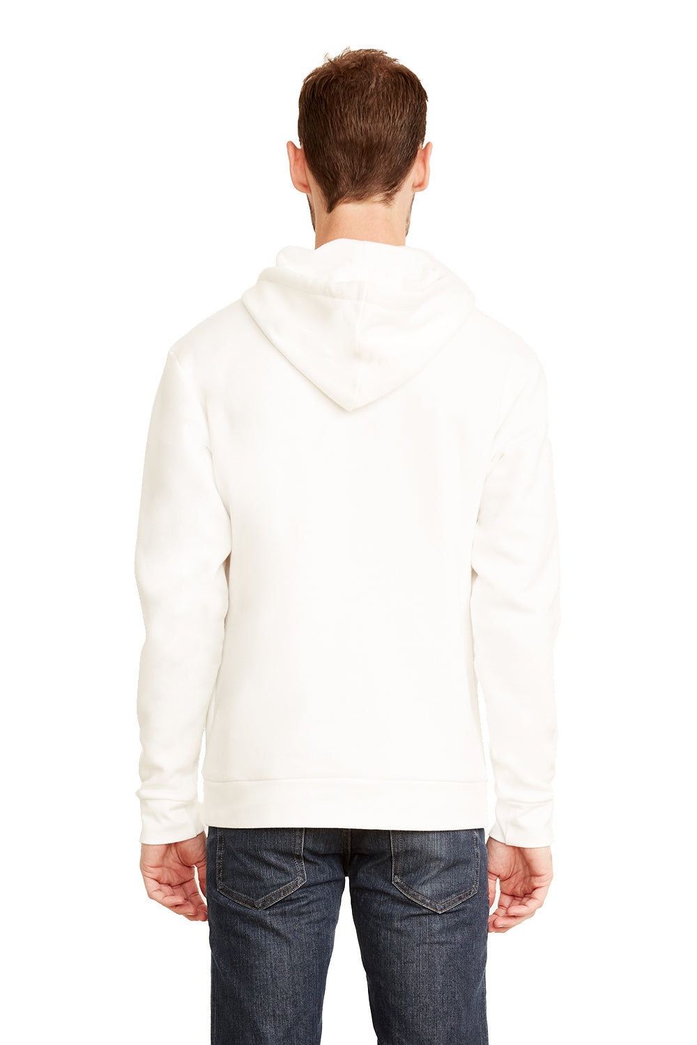 Next Level 9303 Mens Fleece Hooded Sweatshirt Hoodie White Back