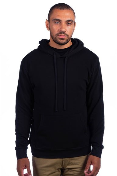 Next Level 9304 Mens Sueded French Terry Hooded Sweatshirt Hoodie Black Front
