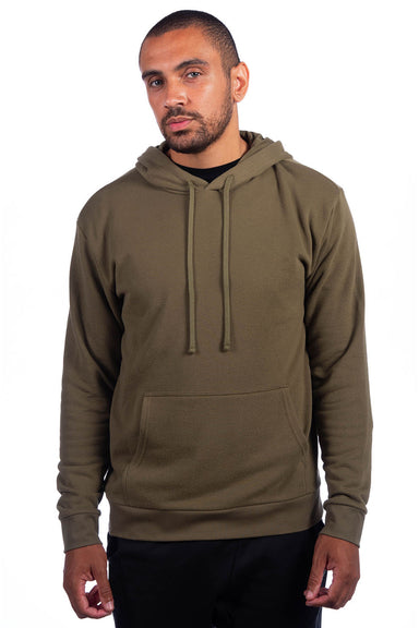 Next Level 9304 Mens Sueded French Terry Hooded Sweatshirt Hoodie Military Green Front