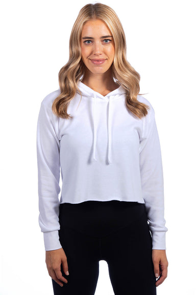 Next Level 9384 Womens Cropped Hooded Sweatshirt Hoodie White Front