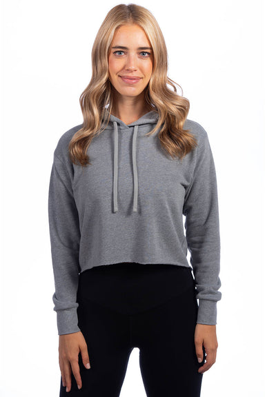 Next Level 9384 Womens Cropped Hooded Sweatshirt Hoodie Heather Grey Front