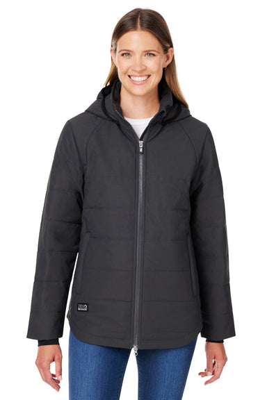 Dri Duck 9414 Womens Quantum Puffer Full Zip Hooded Jacket Graphite Grey Front