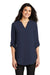 Port Authority LW701 Womens 3/4 Sleeve V-Neck T-Shirt True Navy Blue Front