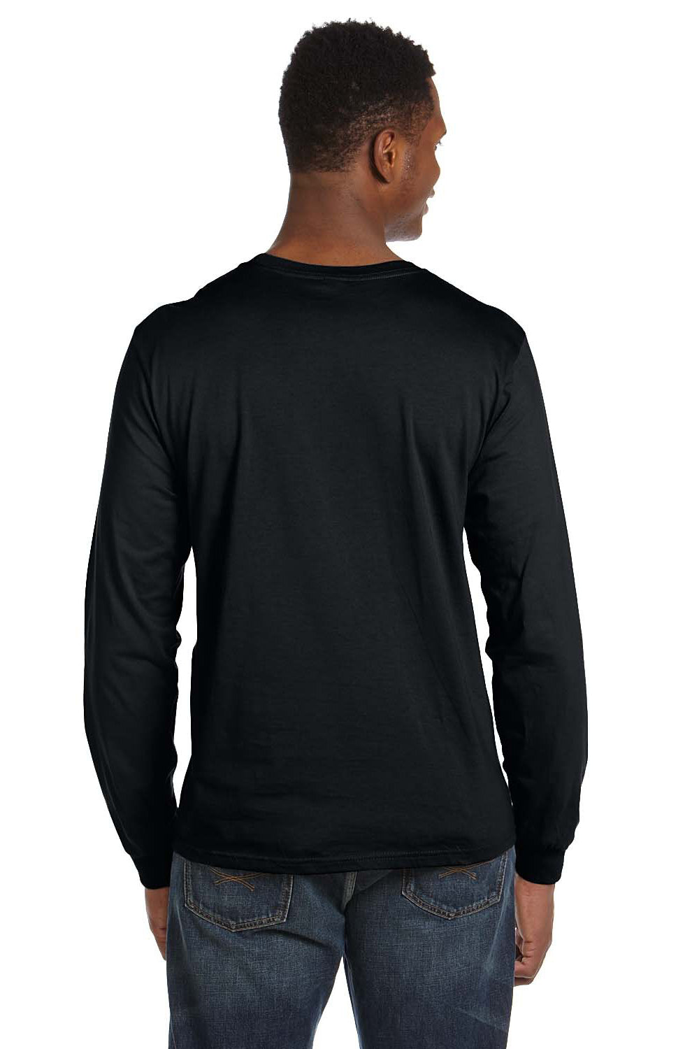 Anvil 949 Mens Long Sleeve Crewneck T-Shirt Black Back
