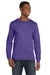 Anvil 949 Mens Long Sleeve Crewneck T-Shirt Heather Purple Front