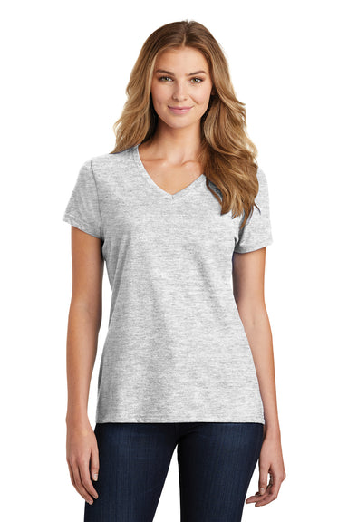 Port & Company LPC455V Womens Fan Favorite Short Sleeve V-Neck T-Shirt Ash Grey Front