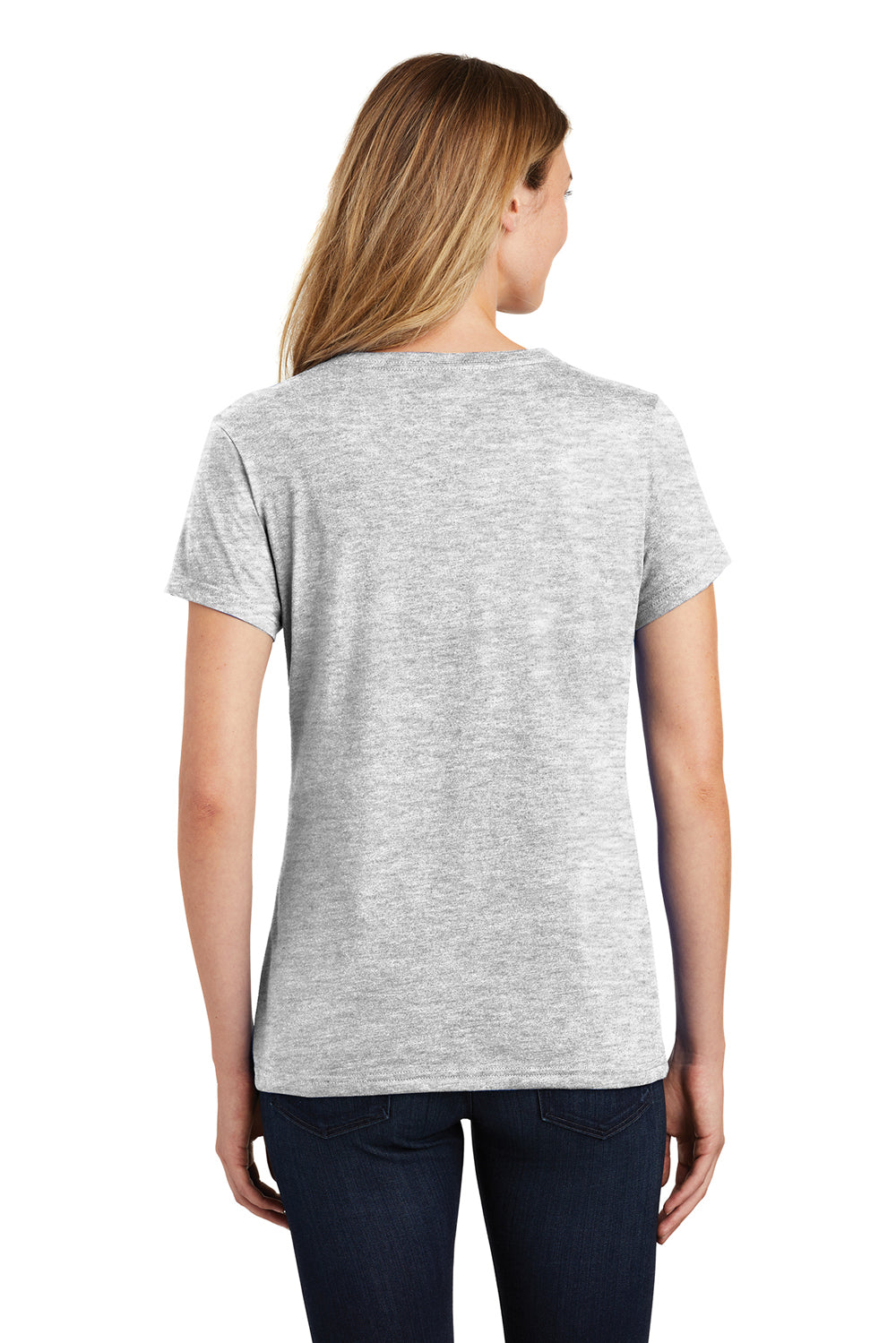 Port & Company LPC455V Womens Fan Favorite Short Sleeve V-Neck T-Shirt Ash Grey Back