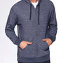 Next Level Mens Denim Fleece Full Zip Hooded Sweatshirt Hoodie - Midnight Navy Blue - Closeout