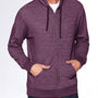 Next Level Mens Denim Fleece Full Zip Hooded Sweatshirt Hoodie - Plum Purple - Closeout