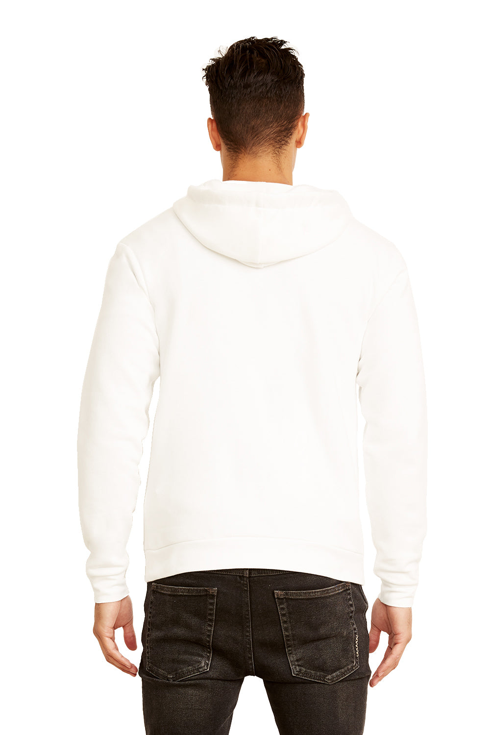 Next Level 9602 Mens Fleece Full Zip Hooded Sweatshirt Hoodie White Back