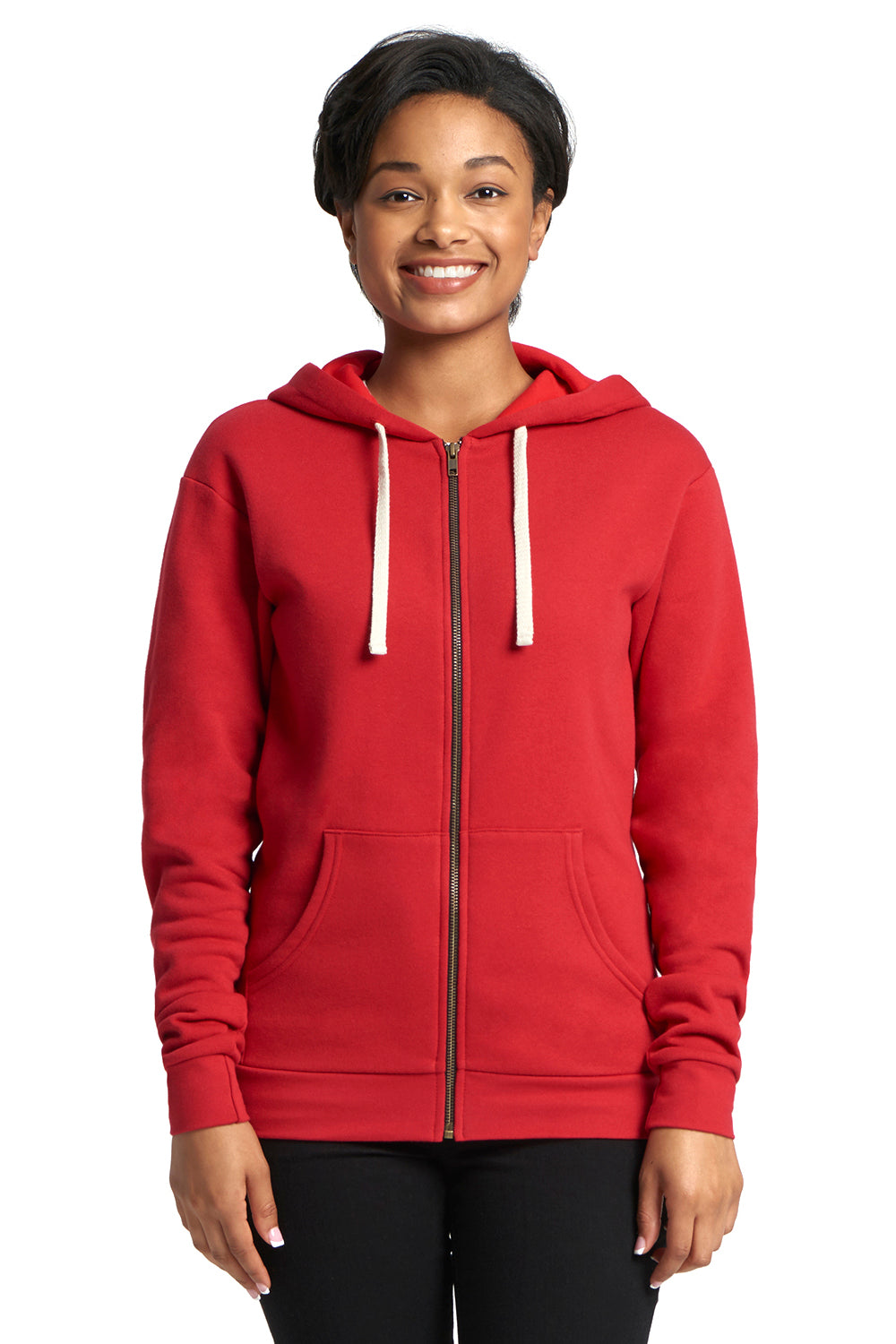 Next Level 9602 Fleece Full Zip Hooded Sweatshirt Hoodie Red Front