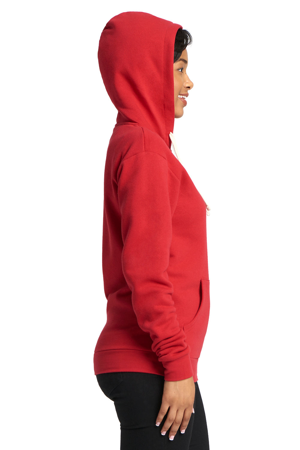 Next Level 9602 Fleece Full Zip Hooded Sweatshirt Hoodie Red Side