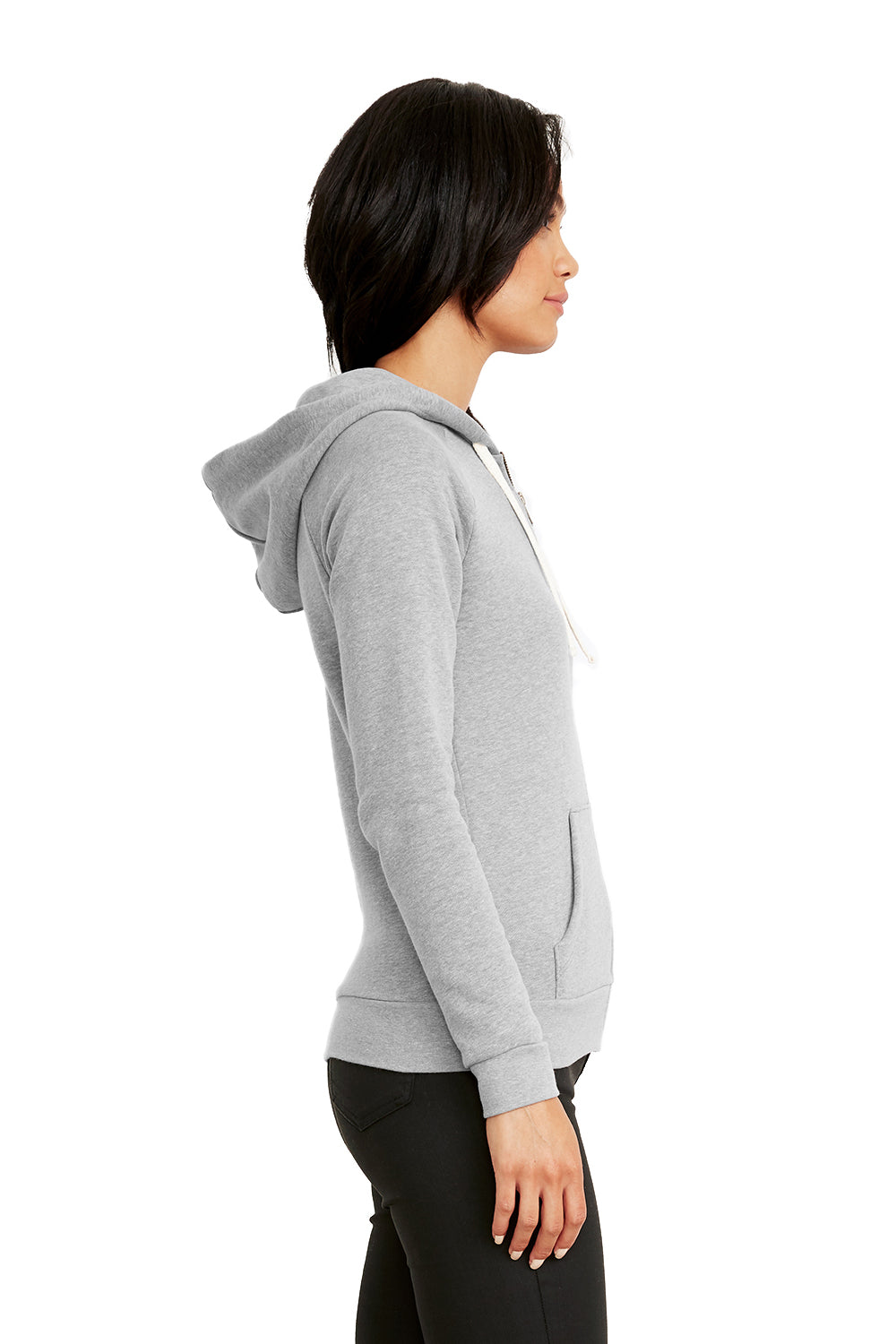 Next Level 9603 Womens PCH Fleece Full Zip Hooded Sweatshirt Hoodie Heather Grey Side