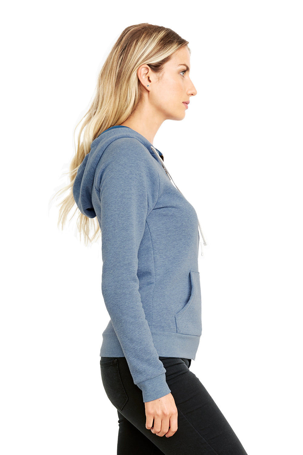 Next Level 9603 Womens PCH Fleece Full Zip Hooded Sweatshirt Hoodie Heather Bay Blue Side