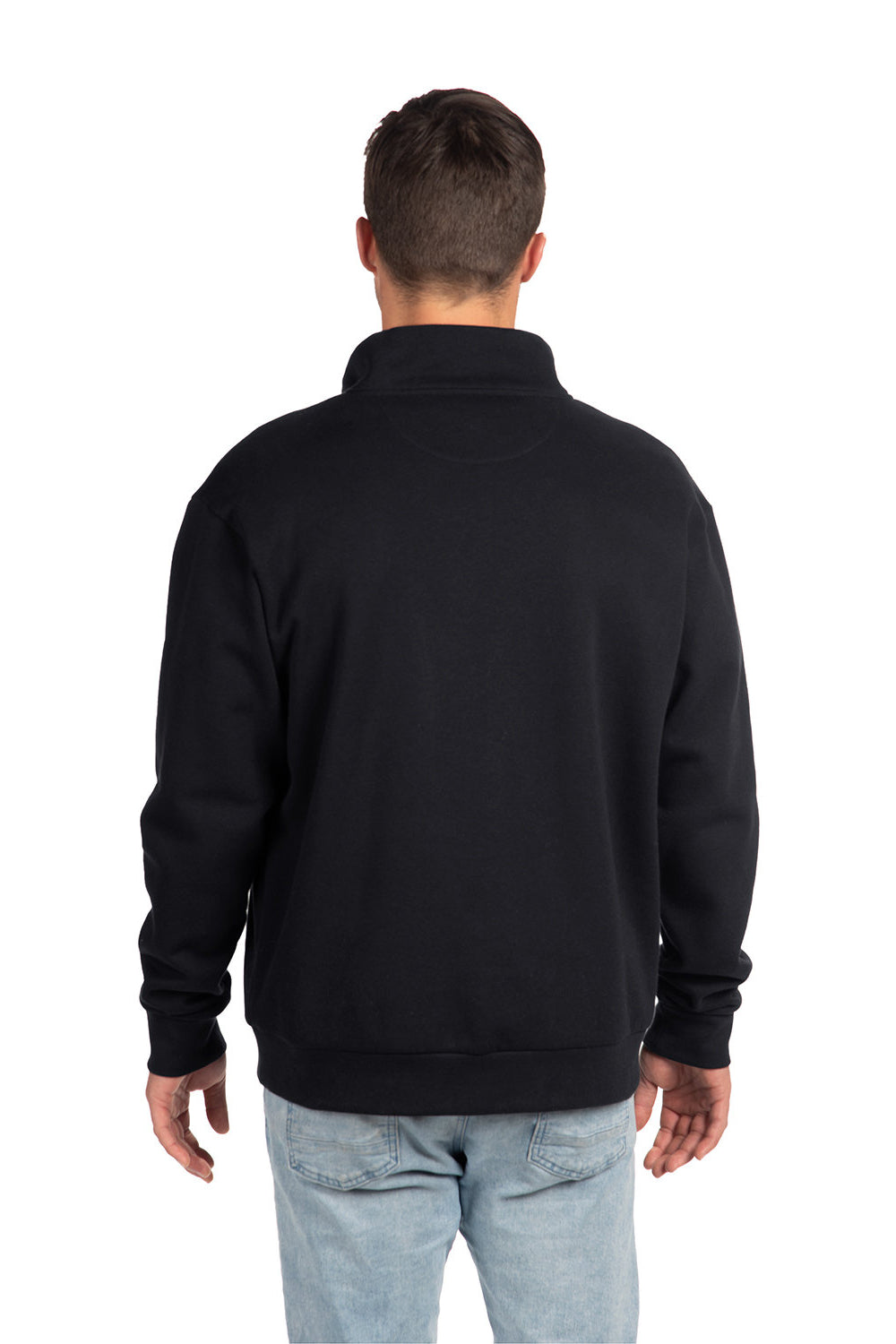 Next Level 9643 Mens Fleece 1/4 Zip Sweatshirt Black Back