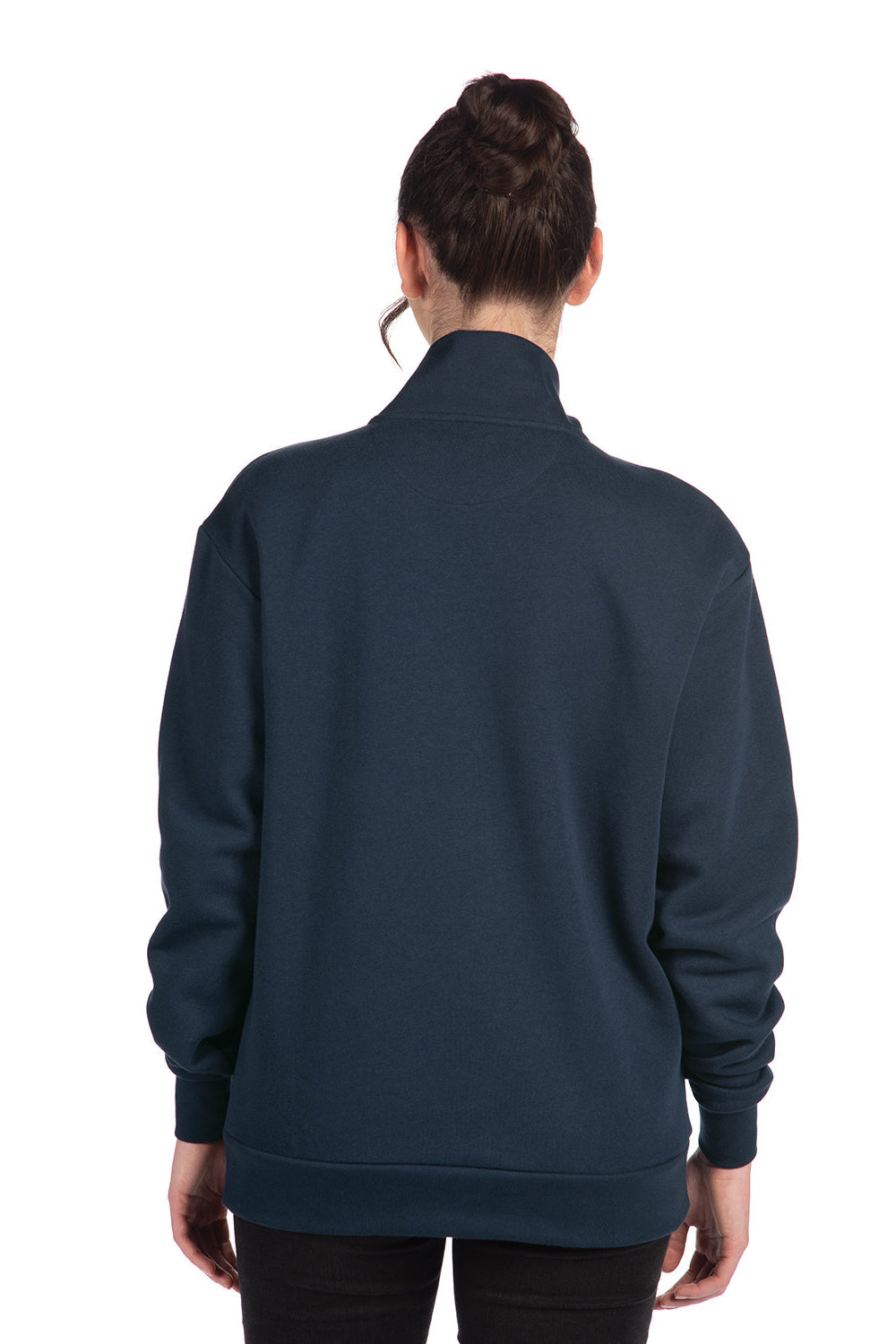 Next Level 9643 Mens Fleece 1/4 Zip Sweatshirt Midnight Navy Blue Back