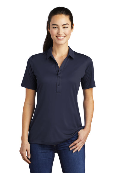 Sport-Tek Womens Short Sleeve Polo Shirt True Navy Blue Front