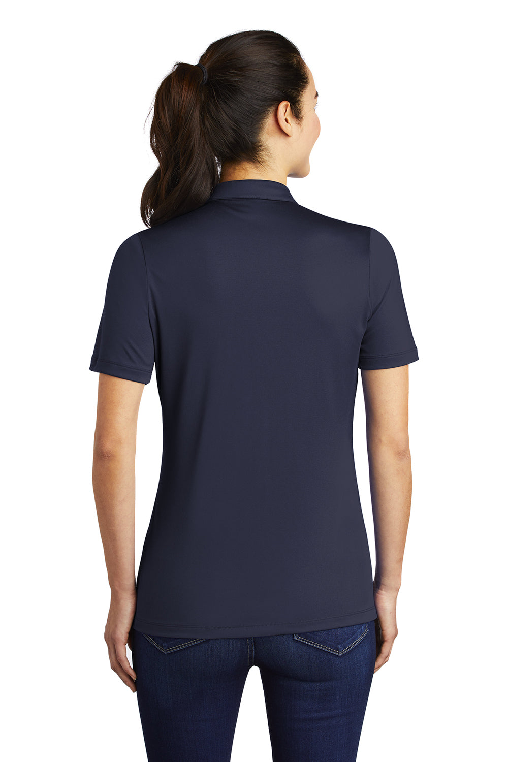 Sport-Tek Womens Short Sleeve Polo Shirt True Navy Blue Side