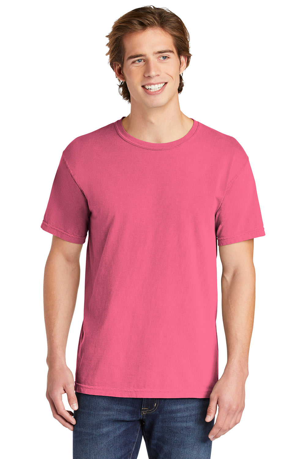 Comfort Colors 1717/C1717 Mens Short Sleeve Crewneck T-Shirt Crunchberry Pink Front