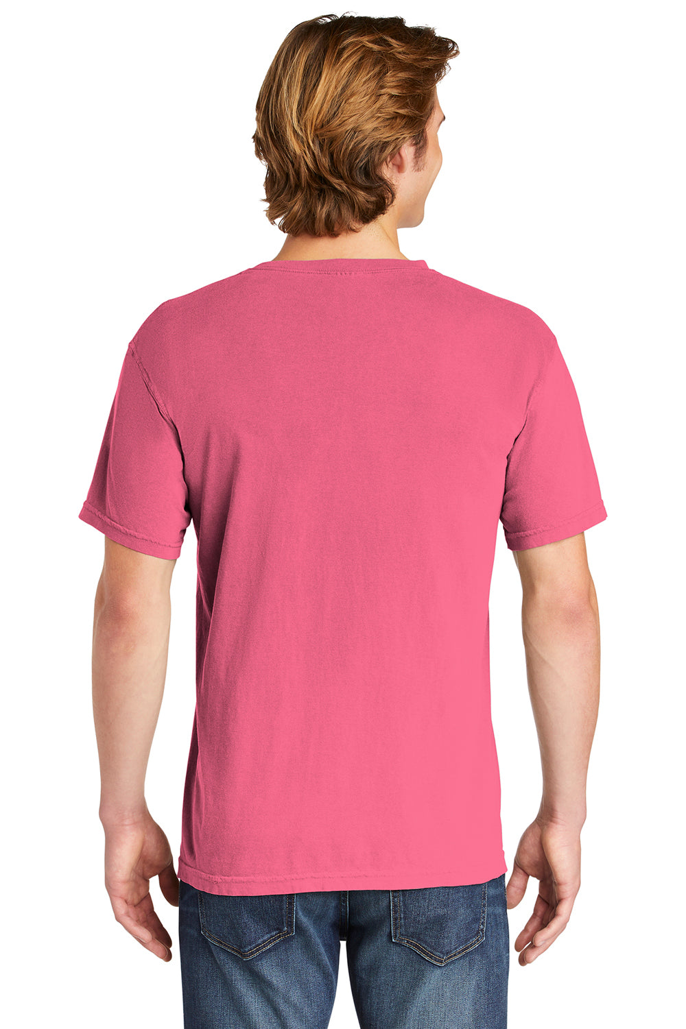 Comfort Colors 1717/C1717 Mens Short Sleeve Crewneck T-Shirt Crunchberry Pink Back