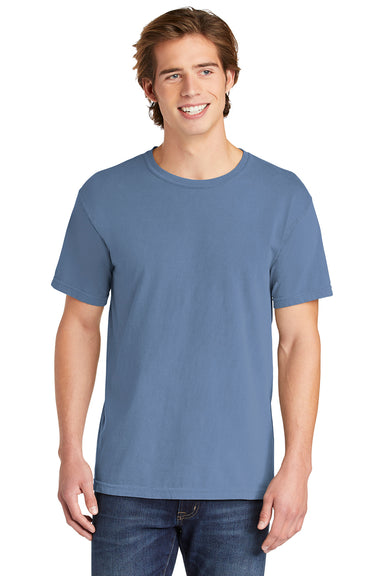 Comfort Colors 1717/C1717 Mens Short Sleeve Crewneck T-Shirt Washed Denim Blue Front