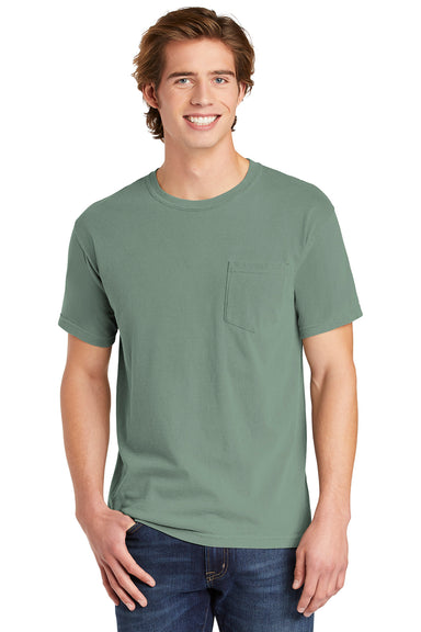 Comfort Colors 6030/6030CC Mens Short Sleeve Crewneck T-Shirt w/ Pocket Bay Green Front