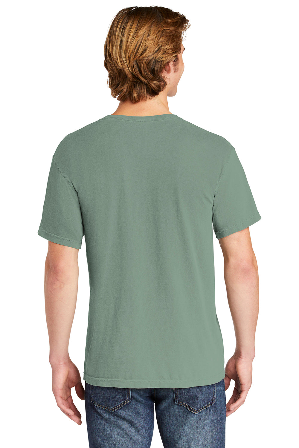 Comfort Colors 6030/6030CC Mens Short Sleeve Crewneck T-Shirt w/ Pocket Bay Green Back