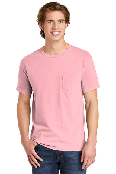 Comfort Colors 6030/6030CC Mens Short Sleeve Crewneck T-Shirt w/ Pocket Blossom Pink Front