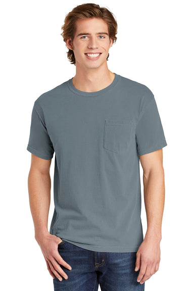 Comfort Colors 6030/6030CC Mens Short Sleeve Crewneck T-Shirt w/ Pocket Granite Grey Front