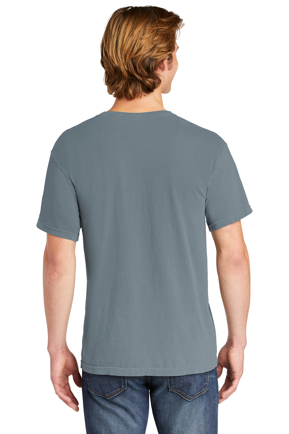 Comfort Colors 6030/6030CC Mens Short Sleeve Crewneck T-Shirt w/ Pocket Granite Grey Back