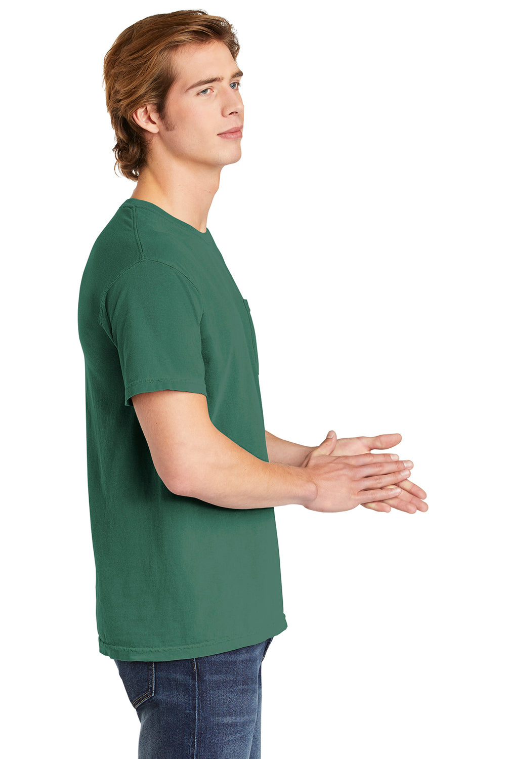 Comfort Colors 6030/6030CC Mens Short Sleeve Crewneck T-Shirt w/ Pocket Light Green Side