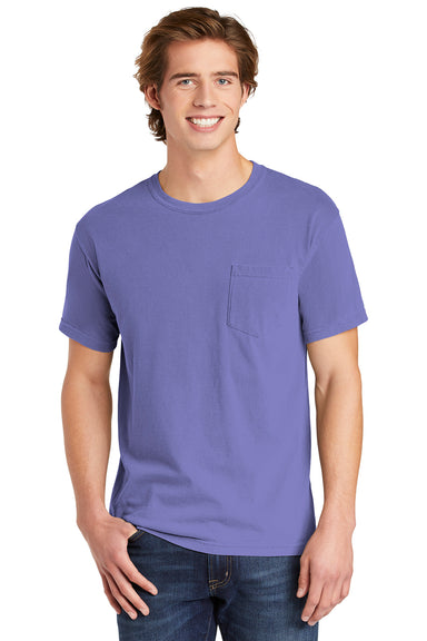 Comfort Colors 6030/6030CC Mens Short Sleeve Crewneck T-Shirt w/ Pocket Violet Purple Front