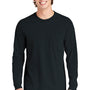 Comfort Colors Mens Long Sleeve Crewneck T-Shirt w/ Pocket - Black