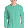 Comfort Colors Mens Long Sleeve Crewneck T-Shirt w/ Pocket - Chalky Mint Green