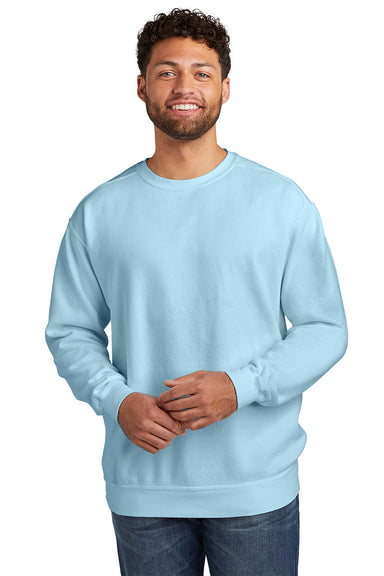 Comfort Colors 1566 Mens Crewneck Sweatshirt Chambray Blue Front