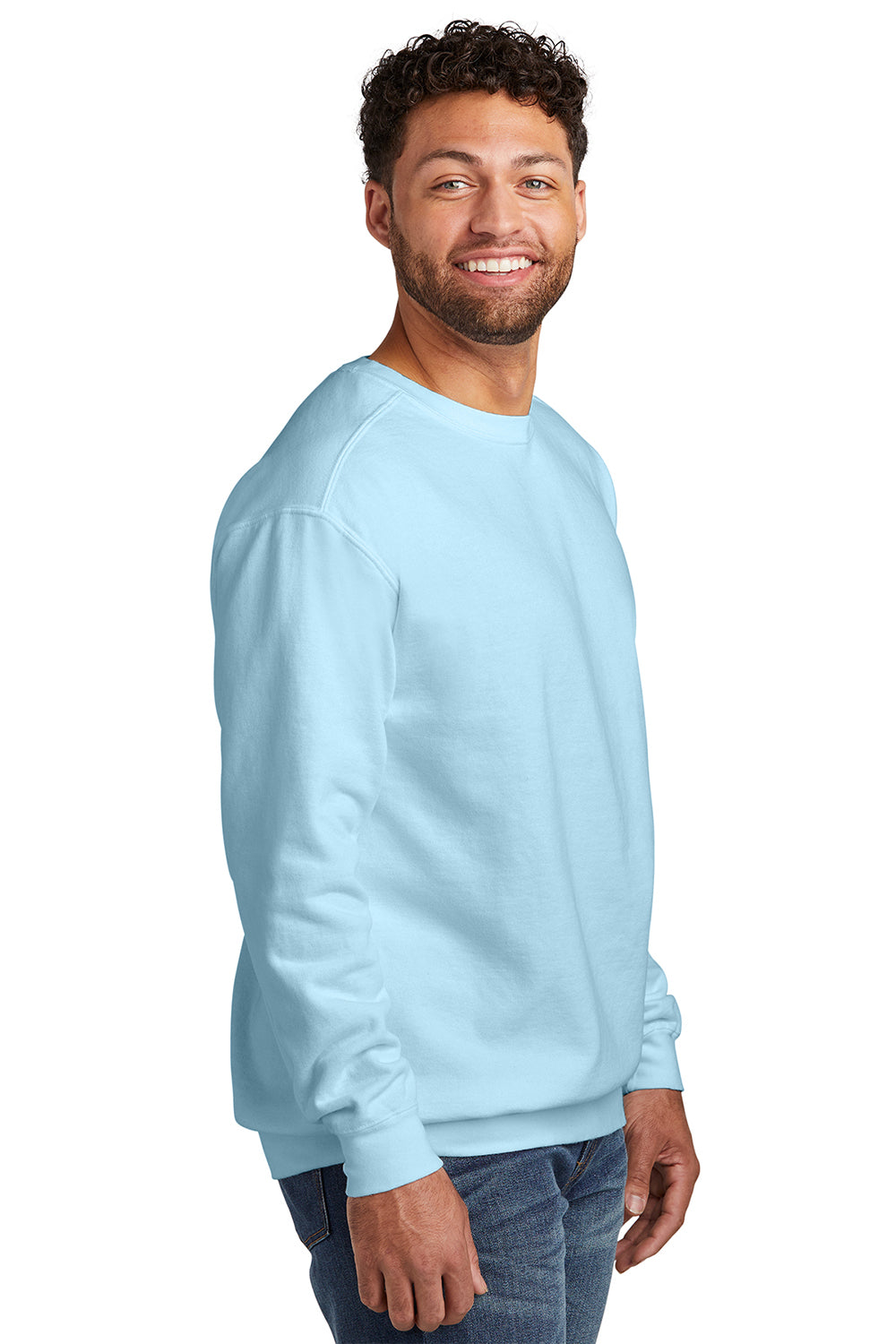 Comfort Colors 1566 Mens Crewneck Sweatshirt Chambray Blue SIde