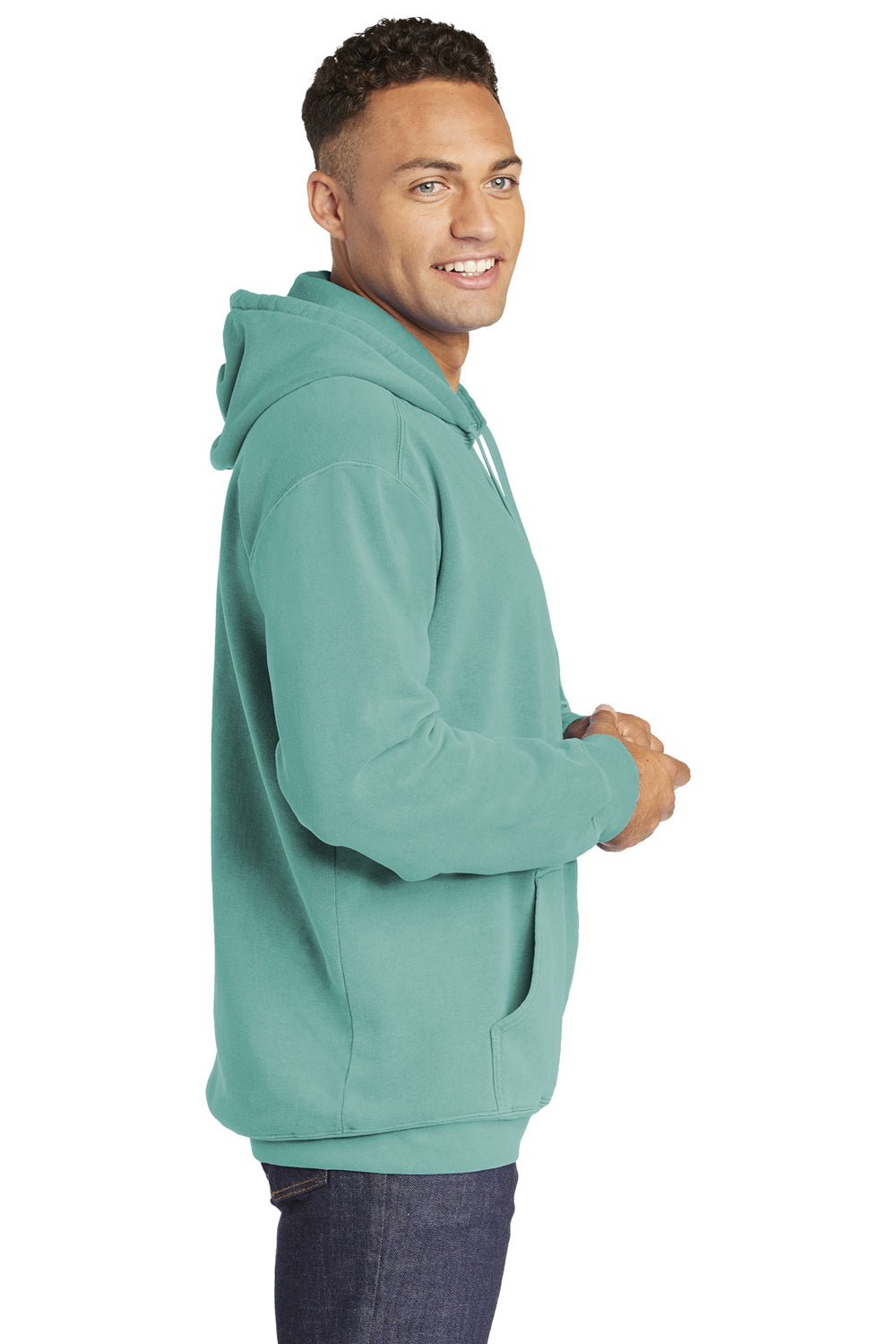 Comfort Colors 1567 Mens Hooded Sweatshirt Hoodie Seafoam Green Side
