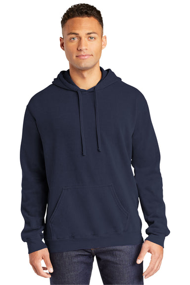 Comfort Colors 1567 Mens Hooded Sweatshirt Hoodie True Navy Blue Front