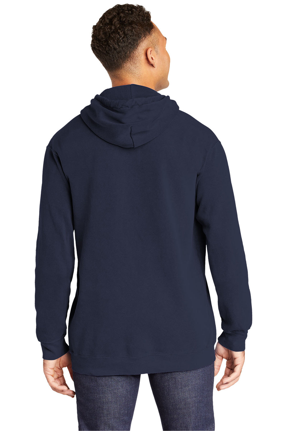 Comfort Colors 1567 Mens Hooded Sweatshirt Hoodie True Navy Blue Back