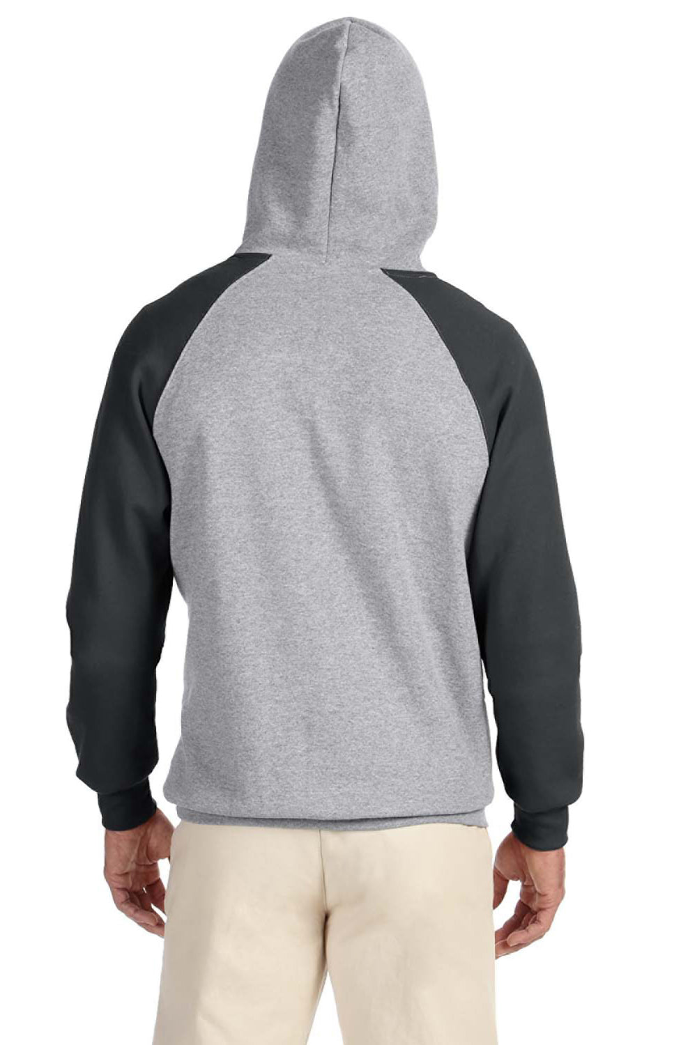 Jerzees 96CR Mens NuBlend Fleece Hooded Sweatshirt Hoodie Oxford Grey/Black Back
