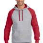 Jerzees Mens NuBlend Pill Resistant Fleece Hooded Sweatshirt Hoodie - Oxford Grey/True Red