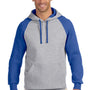 Jerzees Mens NuBlend Pill Resistant Fleece Hooded Sweatshirt Hoodie - Oxford Grey/Royal Blue