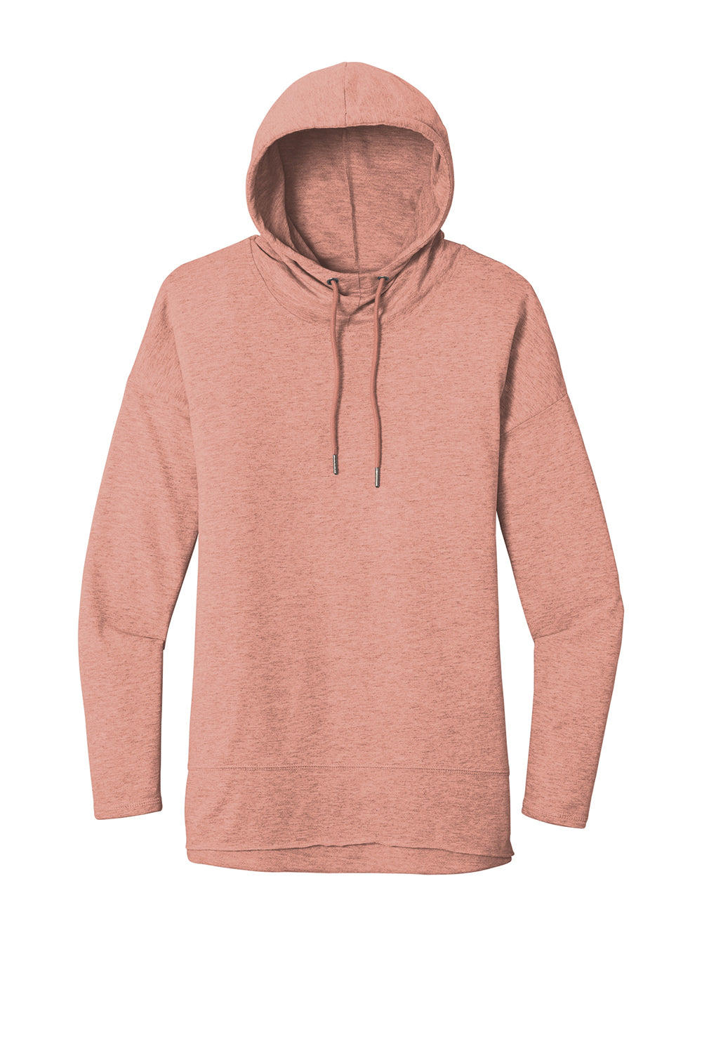 District DT671 Womens French Terry Hooded T-Shirt Hoodie Heather Nostalgia Rose Flat Front