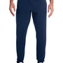 Jerzees Mens NuBlend Fleece Jogger Sweatpants w/ Pockets - Navy Blue/Charcoal Grey