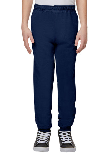 Jerzees 975YR Youth NuBlend Fleece Jogger Sweatpants w/ Pockets Navy Blue Front