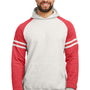 Jerzees Mens NuBlend Fleece Varsity Colorblock Hooded Sweatshirt Hoodie - Heather Oatmeal/Red - NEW