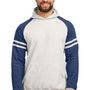 Jerzees Mens NuBlend Fleece Varsity Colorblock Hooded Sweatshirt Hoodie - Heather Oatmeal/Indigo Blue - NEW